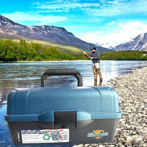 Flambeau Outdoors Classic 3-Tray Tackle Box Handle Recycled Material Black Blue